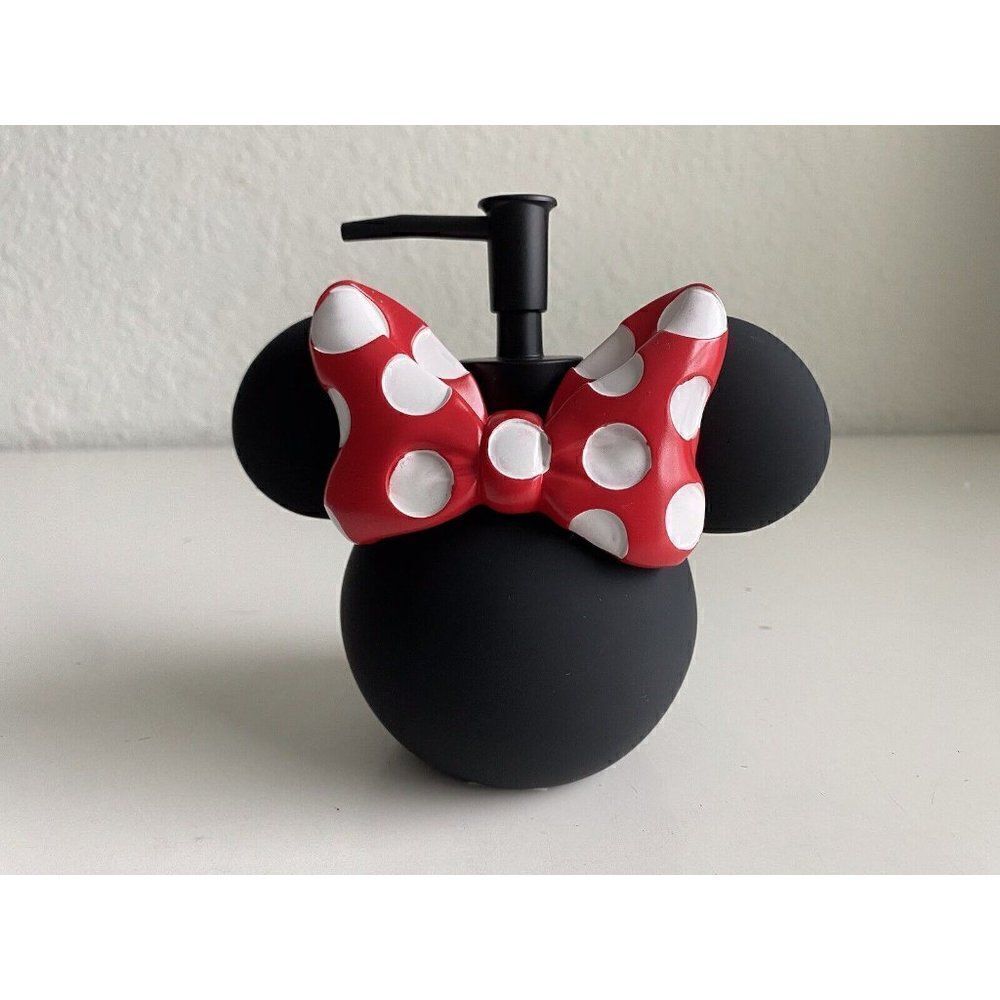 DISNEY Minnie MOUSE SOAP Lotion‎ DISPENSER With PUMP Red Bow Polkadots NEW